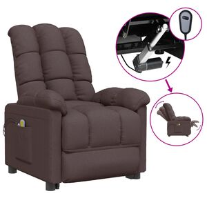vidaXL Elektrick&eacute; mas&aacute;žne kreslo tmavohned&eacute; l&aacute;tka