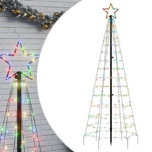 vidaXL LED vianočn&yacute; stromček s hrotmi 220 LED farebn&eacute; 180 cm