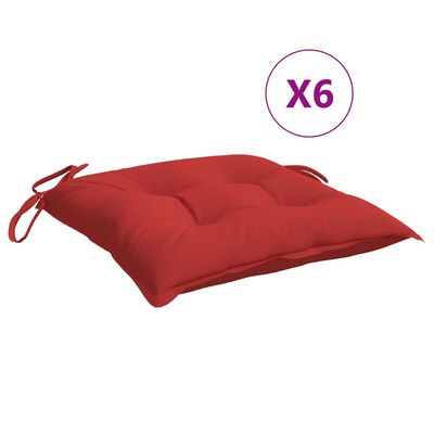 vidaXL Podložky na stoličku 6 ks, červené 50x50x7 cm, oxfordská látka