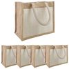 vidaXL Jutov&eacute; ta&scaron;ky s vreckom 5 Pr&iacute;rodn&aacute; a biela 26 x 22 x 14 cm