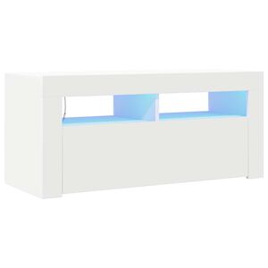 vidaXL TV skrinka s LED svetlami biela 90x35x40 cm