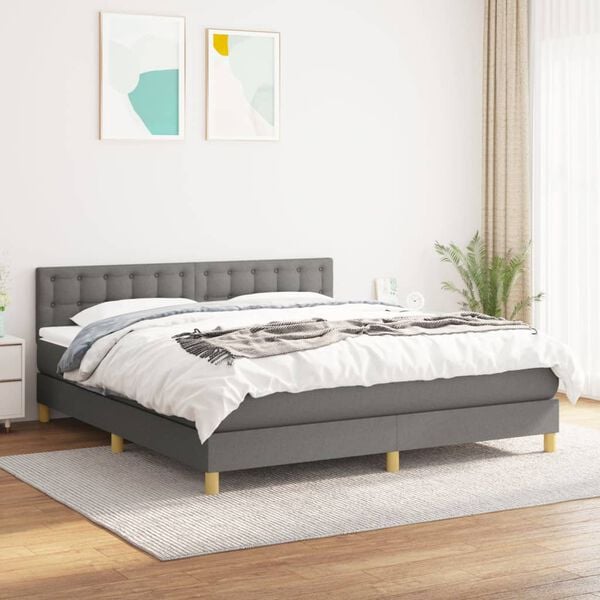 vidaXL Boxspring posteľ s matracom tmavosiv&aacute; 160x200 cm l&aacute;tka