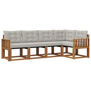 vidaXL Z&aacute;hradn&aacute; s&uacute;prava gaučov s vank&uacute;&scaron;om 5 pcs Pr&iacute;rodn&aacute; a svetlosiv&aacute;