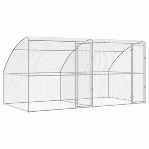 vidaXL Ps&iacute; kennel 2 pcs Strieborn&aacute; 4 x 2 x 2 m Pozinkovan&aacute; oceľ