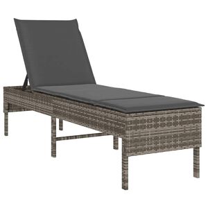 vidaXL Z&aacute;hradn&eacute; ležadlo s vank&uacute;&scaron;om, siv&eacute; 55x200x44 cm, polyratan