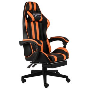 vidaXL Hern&aacute; stolička s opierkou na nohy čierna a oranžov&aacute; umel&aacute; koža