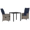 vidaXL S&uacute;prava stola a stoličiek 3 ks Siv&aacute; PE ratan