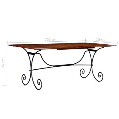 vidaXL Jedálenský stôl, drevený masív s medovým náterom 200x100x76 cm