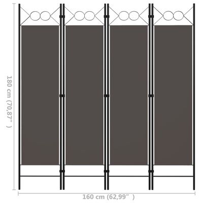 vidaXL Paraván so 4 panelmi, antracitový 160x180 cm