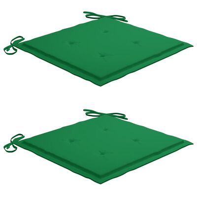 vidaXL Záhradné stoličky 2 ks zelené podložky teakový masív