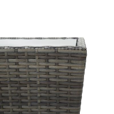 vidaXL Čajový stolík, sivý 41,5x41,5x43 cm, polyratan, tvrdené sklo