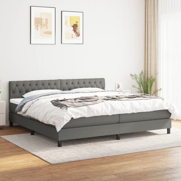 vidaXL Boxspring posteľ s matracom tmavosivá 200x200 cm látka