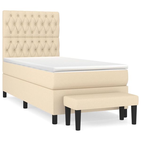 vidaXL Boxspring posteľ s matracom kr&eacute;mov&aacute; 100x200 cm l&aacute;tka