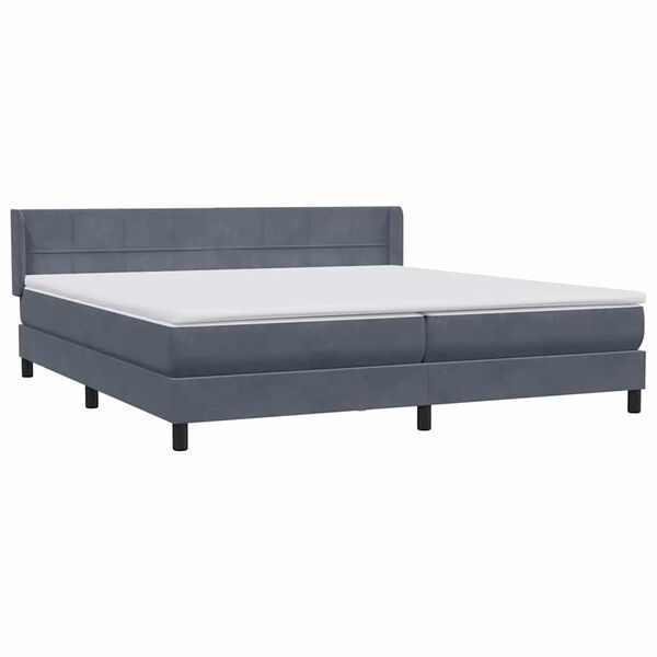 vidaXL Posteľn&yacute; r&aacute;m boxspring s matracom tmavosiv&yacute; 180x210 cm zamat