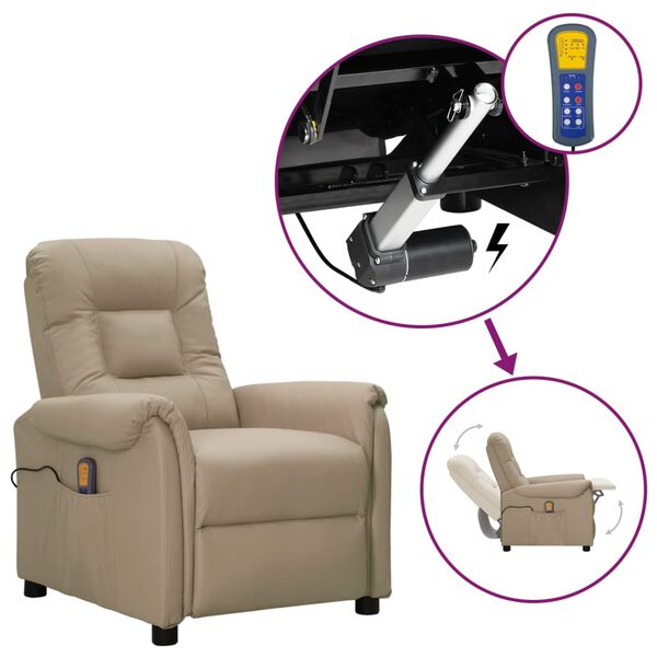 vidaXL Zdv&iacute;hacie mas&aacute;žne kreslo kapuč&iacute;nov&eacute; umel&aacute; koža