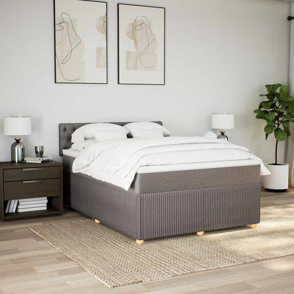 vidaXL Posteľn&yacute; r&aacute;m boxspring s matracom sivohned 160x200 cm l&aacute;tka