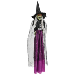 vidaXL Halloweenska visiaca čarodejnica SPOOKA Fialov&aacute; 30 x 133 cm