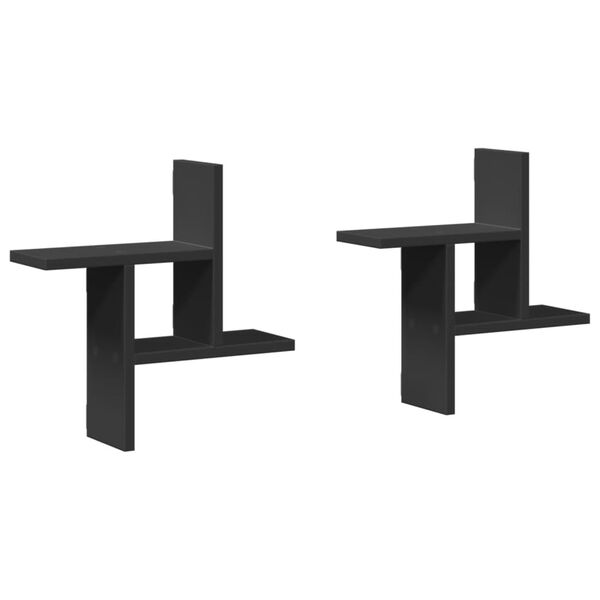 vidaXL Nástenné police 2 ks čierne 38x12x38 cm kompozitné drevo