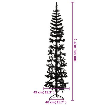 vidaXL Umelý vianočný polovičný stromček s podstavcom čierny 180 cm