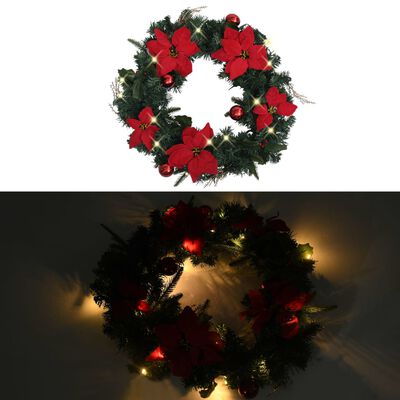 vidaXL Vianočný veniec s LED svetlami zelený 60 cm PVC