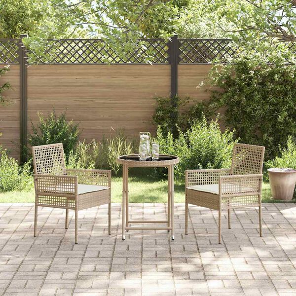 vidaXL Záhradný bistro set 3 pcs Béžová polyratan