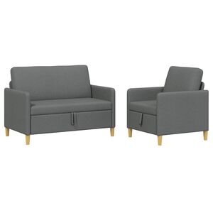 vidaXL S&uacute;prava pohovky s &uacute;ložn&yacute;m priestorom 2 ks Tmavosiv&aacute; Polyester