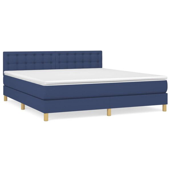 vidaXL Posteľn&yacute; r&aacute;m boxspring s matracom modr&yacute; 180x200 cm l&aacute;tka