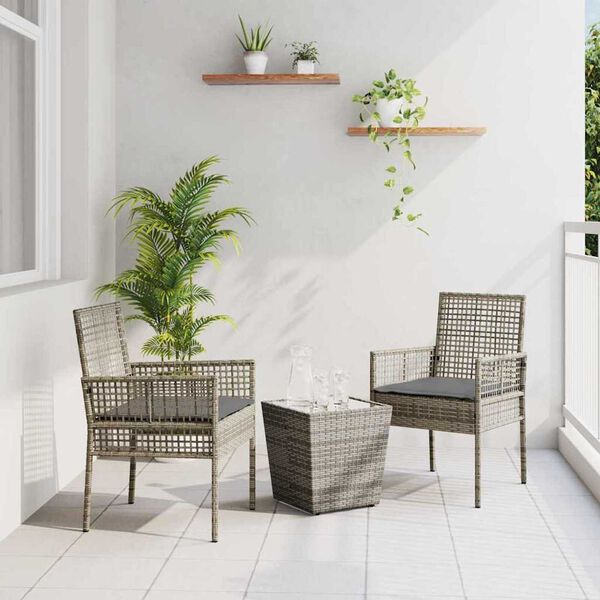vidaXL Záhradný bistro set 3 pcs Sivá polyratan