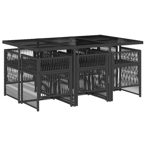 vidaXL 7-dielna z&aacute;hradn&aacute; jed&aacute;lensk&aacute; s&uacute;prava a vank&uacute;&scaron;e čierna polyratan