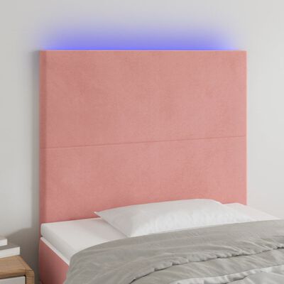 vidaXL Čelo postele s LED ružové 100x5x118/128 cm zamat