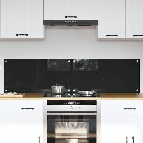 vidaXL Kuchynský backsplash 2 pcs Čierna 80 x 40 cm tvrdené sklo