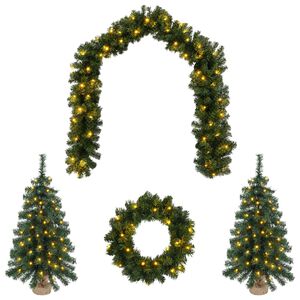 vidaXL S&uacute;prava mini vianočn&yacute;ch stromčekov 60 cm 125 LED Tepl&aacute; biela