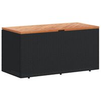 vidaXL Záhrad. úložný box čierny 110x50x54 cm polyratan akáciové drevo