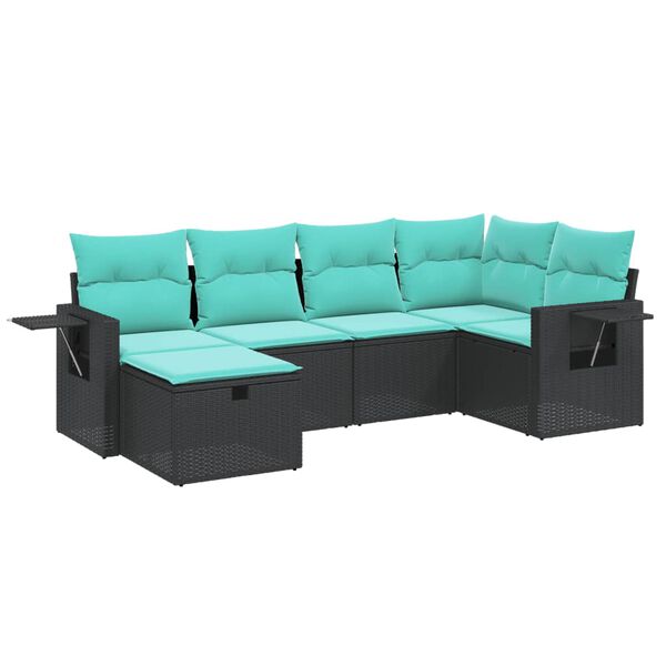 vidaXL 6-dielna z&aacute;hradn&aacute; sedacia s&uacute;prava s vank&uacute;&scaron;mi hned&aacute; polyratanov&aacute;