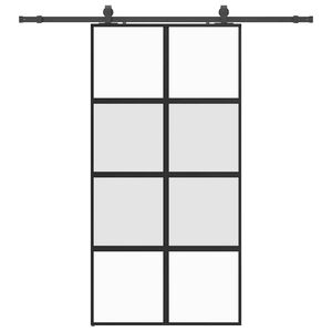 vidaXL Posuvn&eacute; dvere s kovan&iacute;m čierne 102,5x205 cm tvrden&eacute; sklo