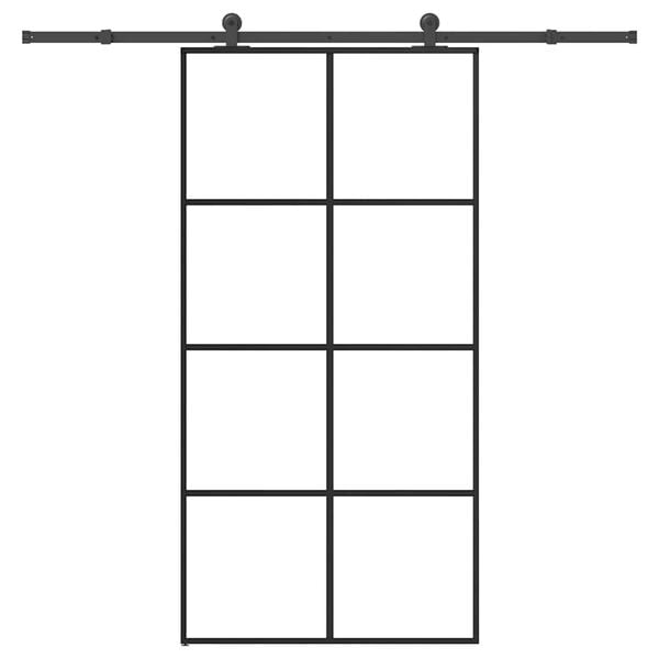 vidaXL Posuvné dvere s kovaním ESG sklo a hliník 102,5x205 cm