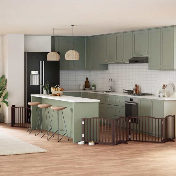 vidaXL Br&aacute;na pre psa s dvere sklad. 8 pan. hned&aacute; 640 cm topoľov&eacute; drevo