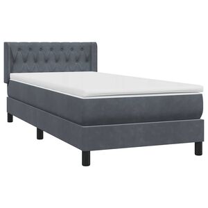 vidaXL Posteľn&yacute; r&aacute;m boxspring s matracom tmavosiv&yacute; 90x220 cm zamat