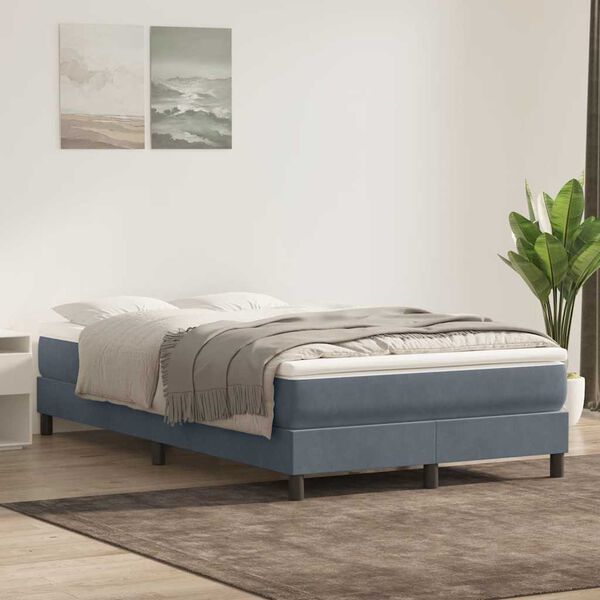 vidaXL Posteľn&yacute; r&aacute;m boxspring s matracom tmavosiv&yacute; 120x220 cm zamat