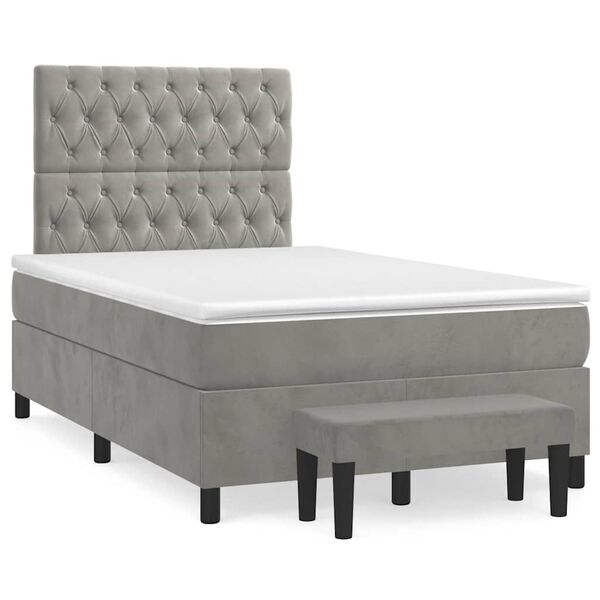 vidaXL Boxspring posteľ s matracom bledosiv&aacute; 120x190 cm zamat