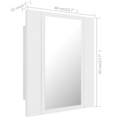 vidaXL LED kúpeľňová zrkadlová skrinka biela 40x12x45 cm