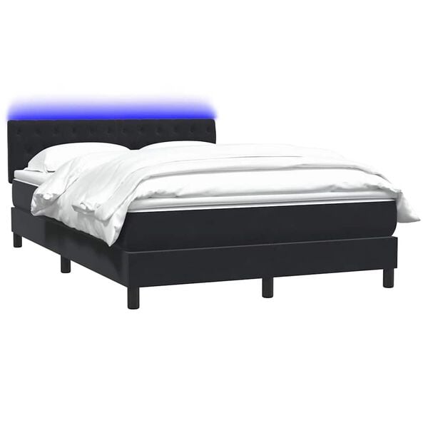 vidaXL Posteľn&yacute; r&aacute;m boxspring s matracom a LED čierny 160x210 cm zamat