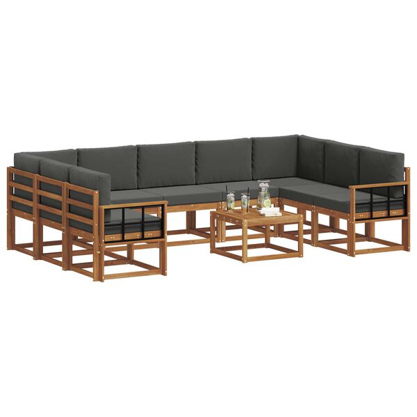 vidaXL Z&aacute;hradn&aacute; s&uacute;prava gaučov 10 pcs Pr&iacute;rodn&aacute; a antracitov&aacute;