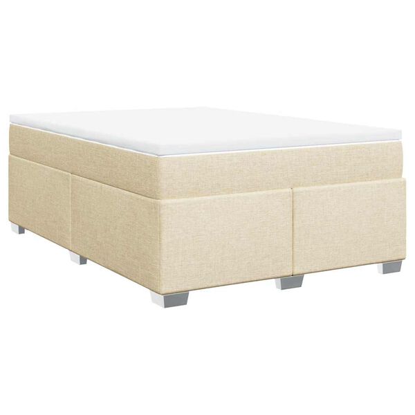 vidaXL Boxspring posteľ s matracom kr&eacute;mov&yacute; 140x190 cm l&aacute;tka