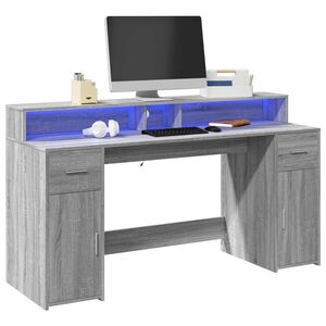vidaXL St&ocirc;l s LED svetlami siv&aacute; sonoma 160x55x91 cm kompozitn&eacute; drevo