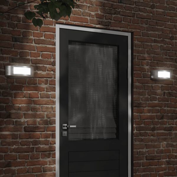 vidaXL Vonkaj&scaron;ie n&aacute;stenn&eacute; svetl&aacute; 2 ks strieborn&eacute; nehrdzavej&uacute;ca oceľ