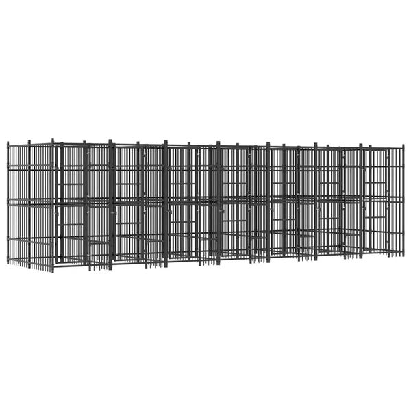 vidaXL Vonkaj&scaron;&iacute; koterec pre psov oceľov&yacute; 12,9 m&sup2;