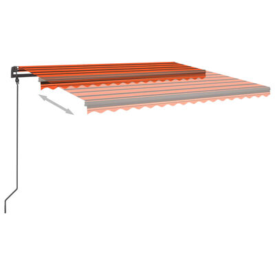 vidaXL Ručne zaťahovacia markíza so stĺpikmi 5x3,5 m oranžovo-hnedá