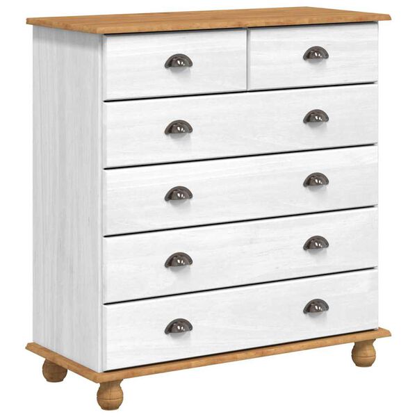 vidaXL Komoda ASKIM Biela 91 x 40 x 95.5 cm Borovicový masív