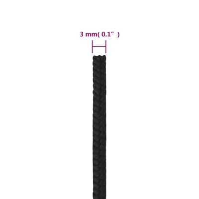 vidaXL Lodné lano čierne 3 mm 50 m polypropylén
